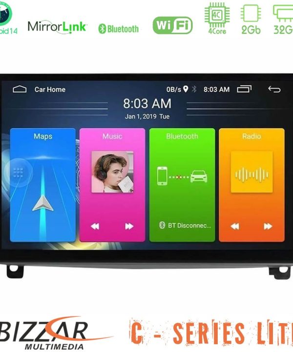 Kimpiris - Bizzar C Series Lite 4Core Android14 2+32GB  Peugeot 407 Navigation Multimedia Tablet 9"