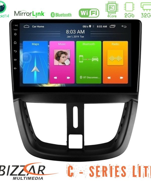 Kimpiris - Bizzar C Series Lite 4Core Android14 2+32GB  Peugeot 207 Navigation Multimedia Tablet 9"