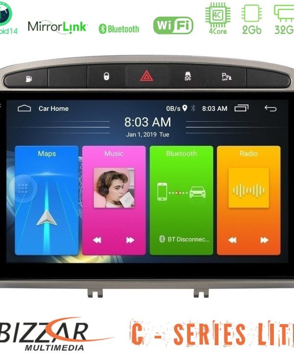 Kimpiris - Bizzar C Series Lite 4Core Android14 2+32GB  Peugeot 308/RCZ Navigation Multimedia Tablet 9" (Ασημί Χρώμα)