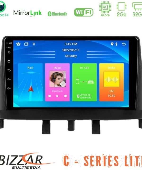 Kimpiris - Bizzar C Series Lite 4Core Android14 2+32GB  Renault Megane 3 2009-2013 Navigation Multimedia Tablet 9"