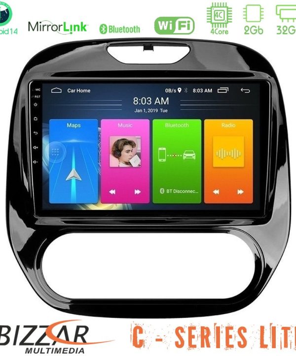 Kimpiris - Bizzar C Series Lite 4Core Android14 2+32GB  Renault Captur 2013-2019 (Manual AC) Navigation Multimedia Tablet 9"