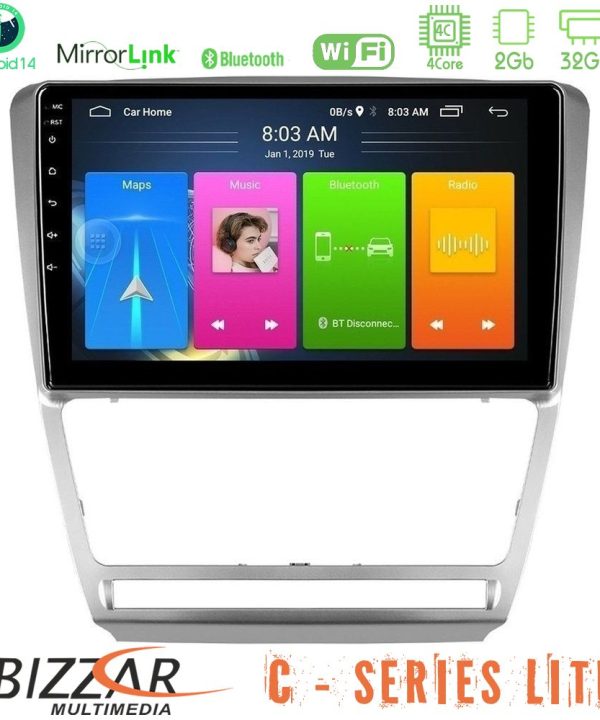 Kimpiris - Bizzar C Series Lite 4Core Android14 2+32GB  Skoda Octavia 5 Navigation Multimedia Tablet 10"