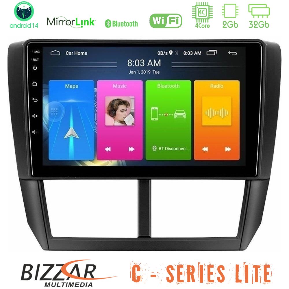 Kimpiris - Bizzar C Series Lite 4Core Android14 2+32GB Subaru Forester Navigation Multimedia Tablet 9"