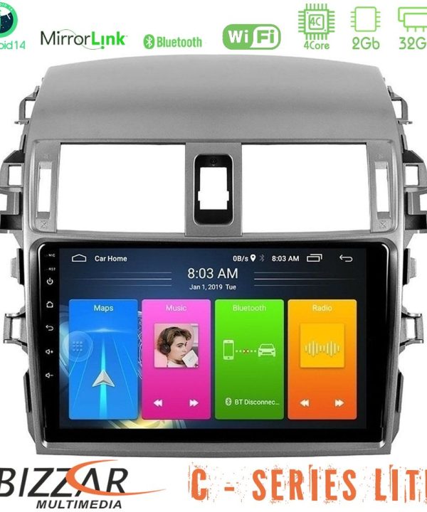 Kimpiris - Bizzar C Series Lite 4Core Android14 2+32GB  Toyota Corolla 2008-2010 Navigation Multimedia Tablet 9"
