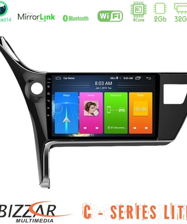 Kimpiris - Bizzar C Series Lite 4Core Android14 2+32GB  Toyota Corolla 2017-2018 Navigation Multimedia Tablet 10"