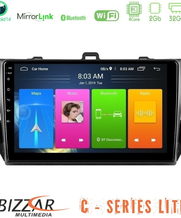 Kimpiris - Bizzar C Series Lite 4Core Android14 2+32GB  Toyota Corolla 2007-2012 Navigation Multimedia Tablet 9"