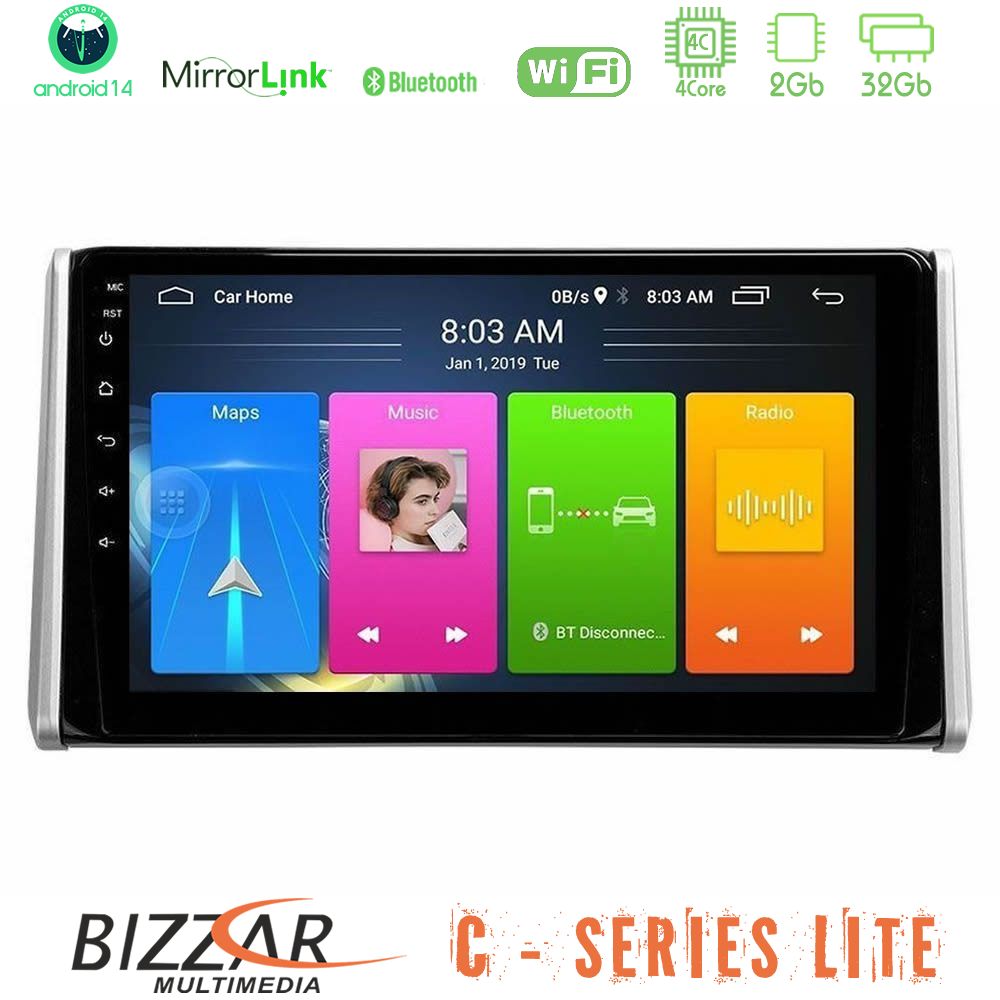 Kimpiris - Bizzar C Series Lite 4Core Android14 2+32GB Toyota RAV4 2019-2023 Navigation Multimedia Tablet 10"