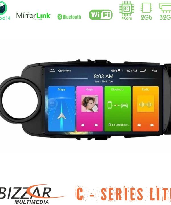Kimpiris - Bizzar C Series Lite 4Core Android14 2+32GB  Toyota Yaris Navigation Multimedia Tablet 9" (Μαύρο Χρώμα)