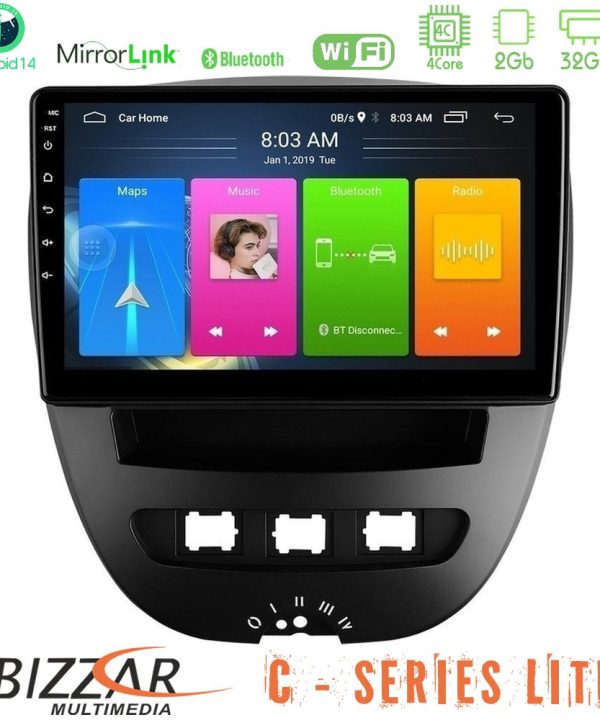 Kimpiris - Bizzar C Series Lite 4Core Android14 2+32GB  Toyota Aygo/Citroen C1/Peugeot 107 Navigation Multimedia Tablet 10"