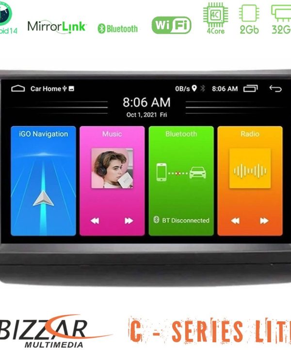 Kimpiris - Bizzar C Series Lite 4Core Android14 2+32GB  Toyota Prius 2004-2009 Navigation Multimedia Tablet 9"