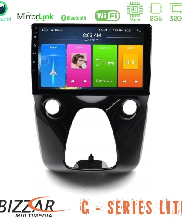 Kimpiris - Bizzar C Series Lite 4Core Android14 2+32GB  Toyota Aygo | Citroen C1 | Peugeot 108 Navigation Multimedia 10"
