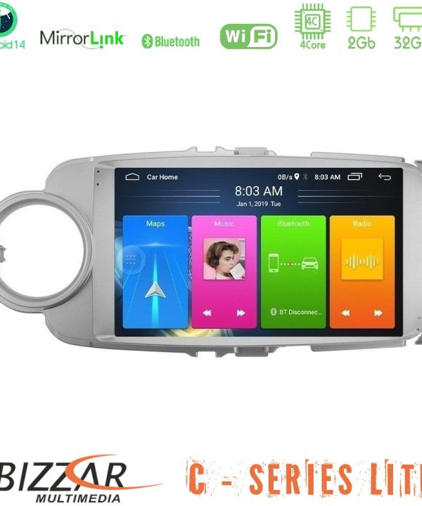 Kimpiris - Bizzar C Series Lite 4Core Android14 2+32GB  Toyota Yaris Navigation Multimedia Tablet 9"