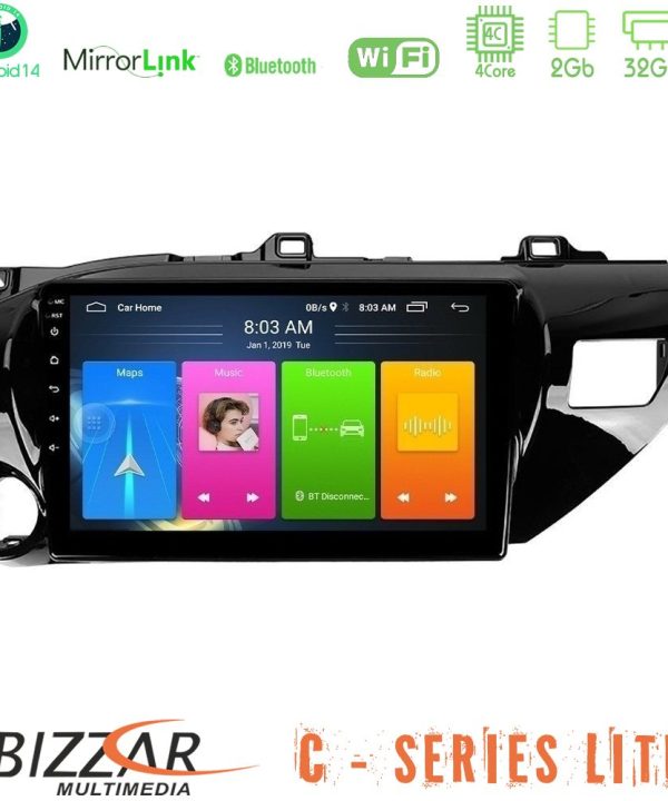 Kimpiris - Bizzar C Series Lite 4Core Android14 2+32GB  Toyota Hilux 2017-2021 Navigation Multimedia Tablet 10"