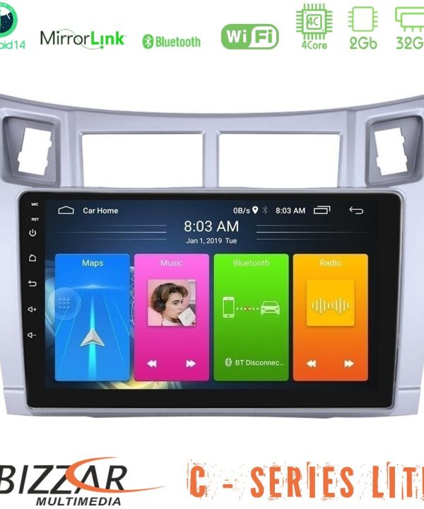 Kimpiris - Bizzar C Series Lite 4Core Android14 2+32GB  Toyota Yaris Navigation Multimedia Tablet 9" (Ασημί Χρώμα)