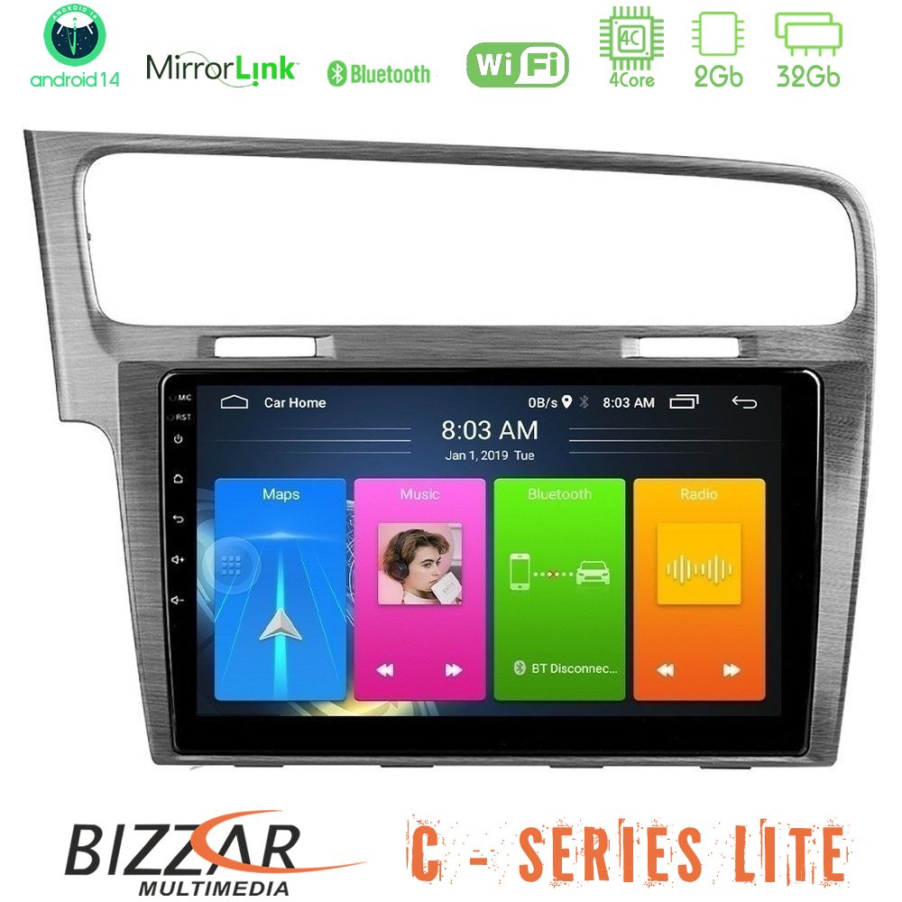 Kimpiris - Bizzar C Series Lite 4Core Android14 2+32GB VW GOLF 7 Navigation Multimedia Tablet 10"