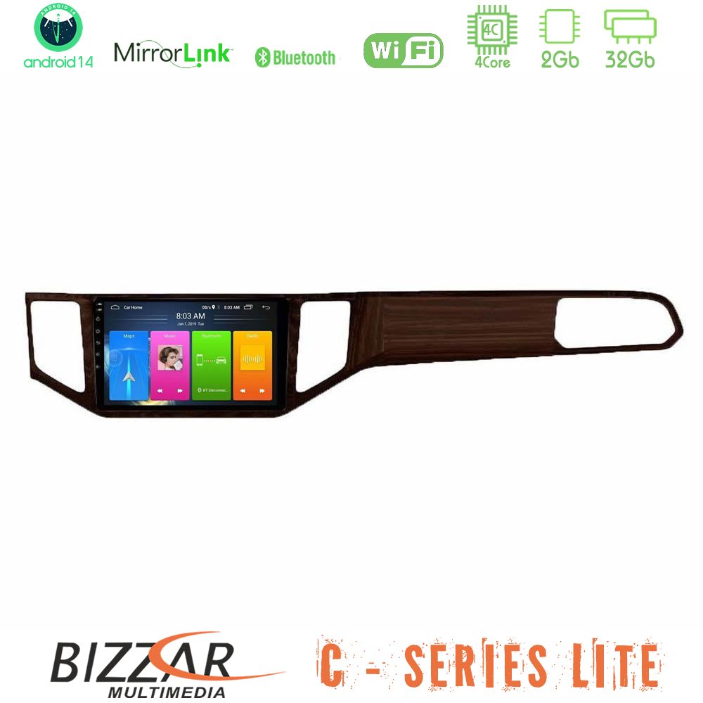 Kimpiris - Bizzar C Series Lite 4Core Android14 2+32GB VW Sportsvan 2014-2020 Navigation Multimedia Tablet 9" (Ξύλινη απόχρωση)