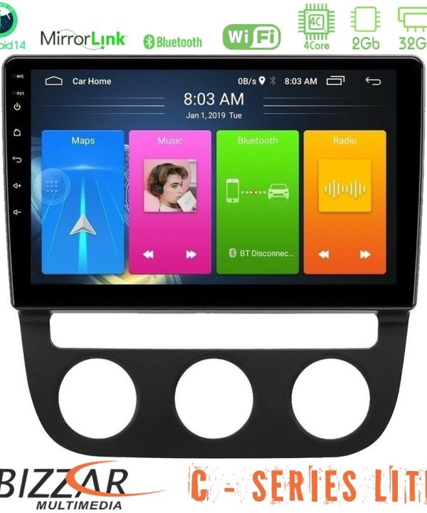 Kimpiris - Bizzar C Series Lite 4Core Android14 2+32GB  VW Jetta Navigation Multimedia Tablet 10"