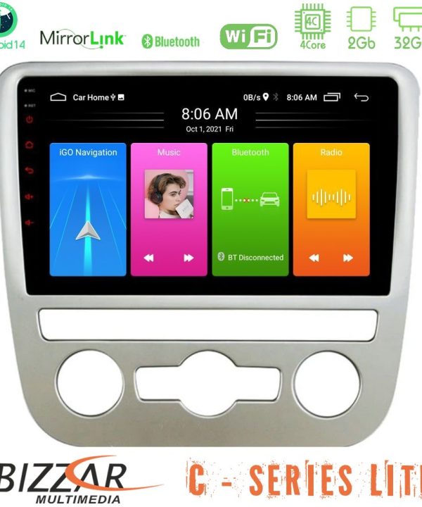 Kimpiris - Bizzar C Series Lite 4Core Android14 2+32GB  VW Scirocco 2008 – 2014 Navigation Multimedia Tablet 9"