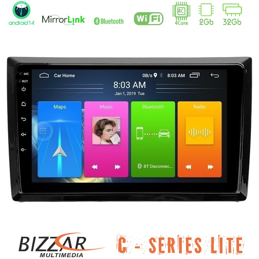 Kimpiris - Bizzar C Series Lite 4Core Android14 2+32GB VW Beetle Navigation Multimedia Tablet 9"