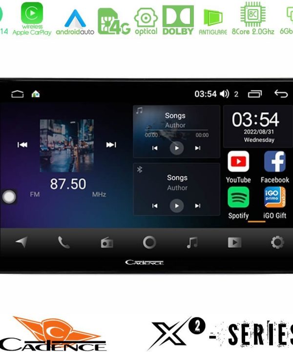 Kimpiris - Cadence X2 Series 8Core Android14 6+128GB Navigation Multimedia Tablet 9" Με Carplay & Android Auto