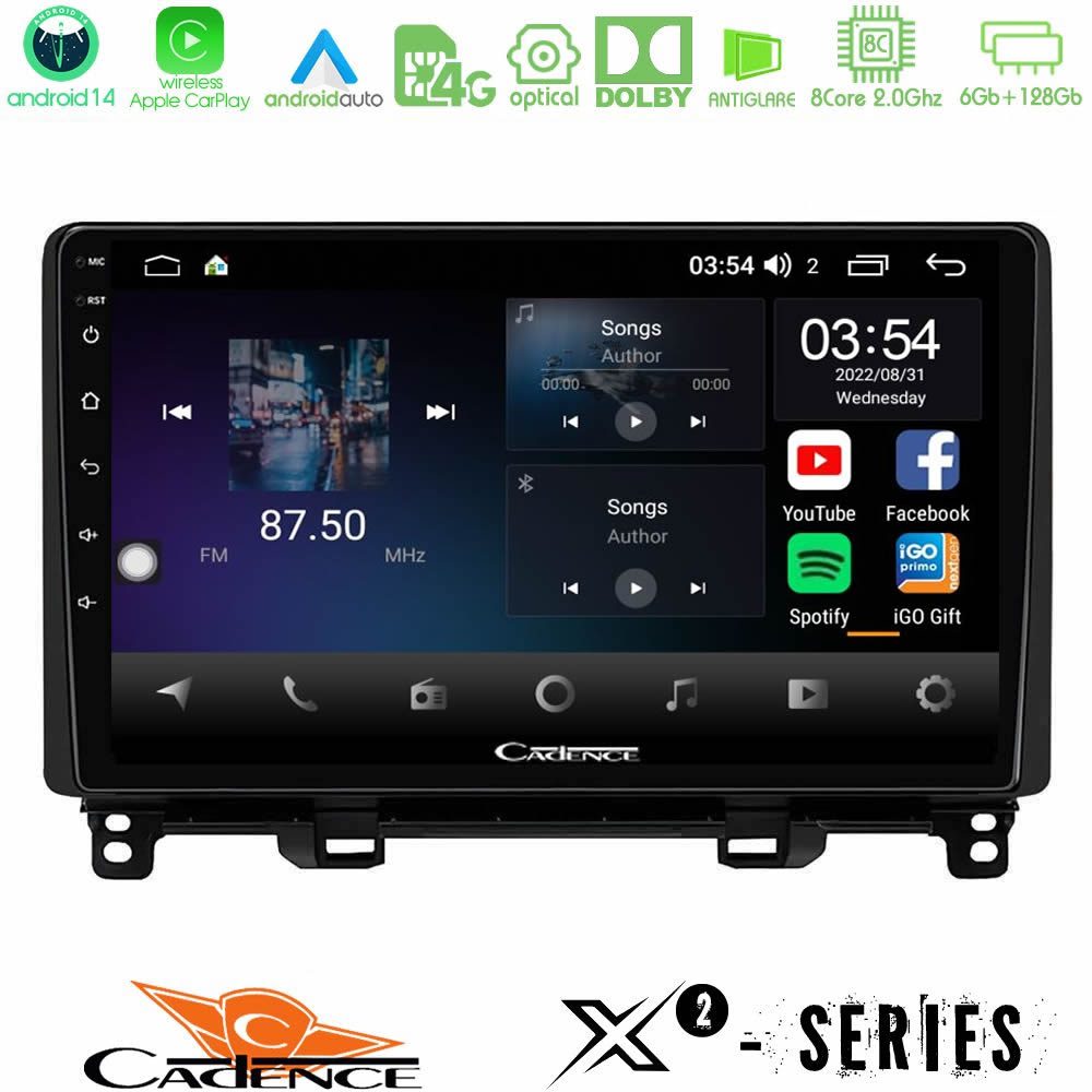 Kimpiris - Cadence X2 Series 8Core Android14 6+128GB Honda Jazz 2021-2025 Navigation Multimedia Tablet 9"