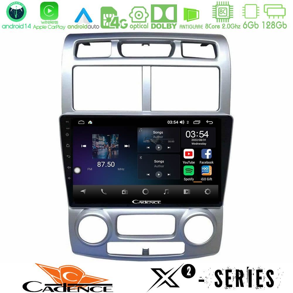 Kimpiris - Cadence X2 Series 8Core Android14 6+128GB Kia Sportage 2005-2008 Navigation Multimedia Tablet 9""