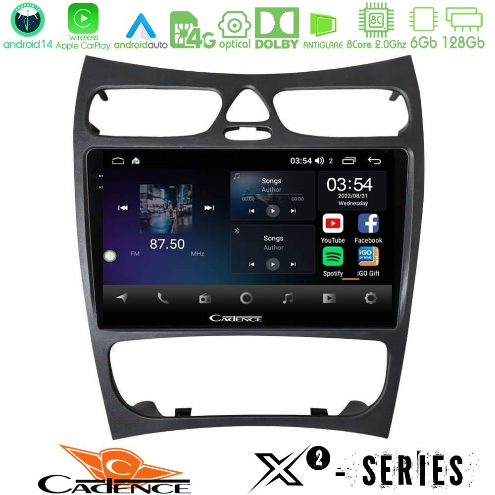 Kimpiris - Cadence X2 Series 8Core Android14 6+128GB Mercedes CLK Class W209 2000-2004 Navigation Multimedia Tablet 9"
