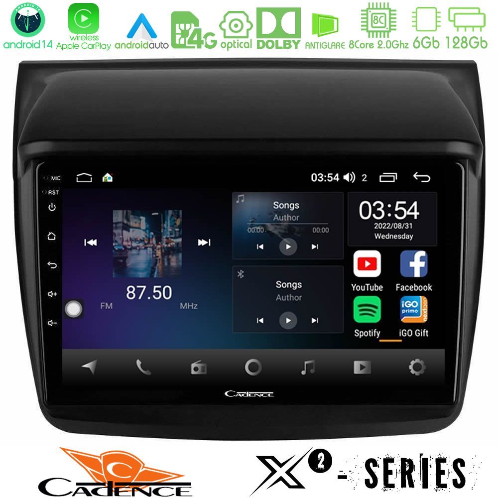 Kimpiris - Cadence X2 Series 8Core Android14 6+128GB Mitsubishi L200 Navigation Multimedia Tablet 9"