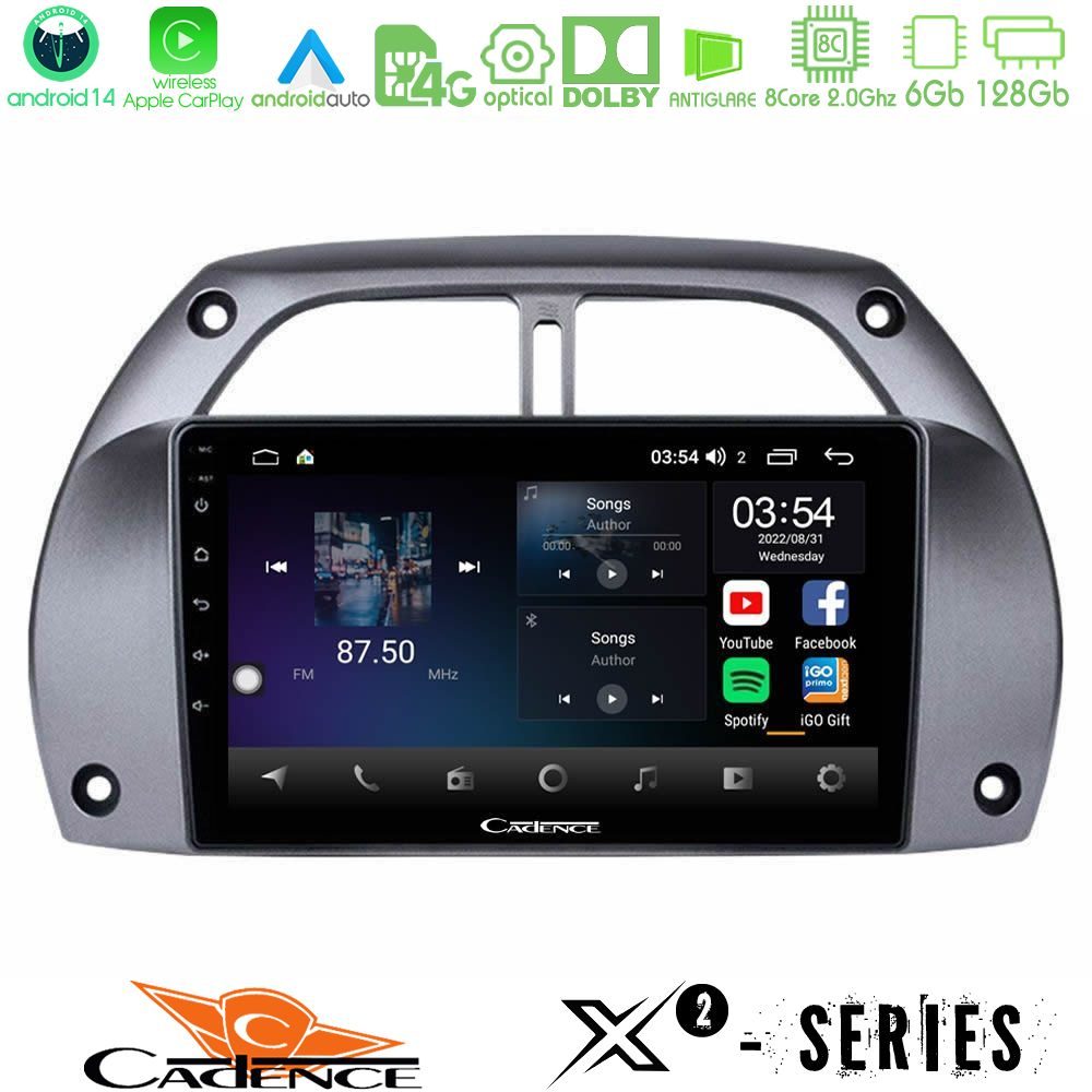 Kimpiris - Cadence X2 Series 8Core Android14 6+128GB Toyota RAV4 2001 - 2006 Navigation Multimedia Tablet 9"