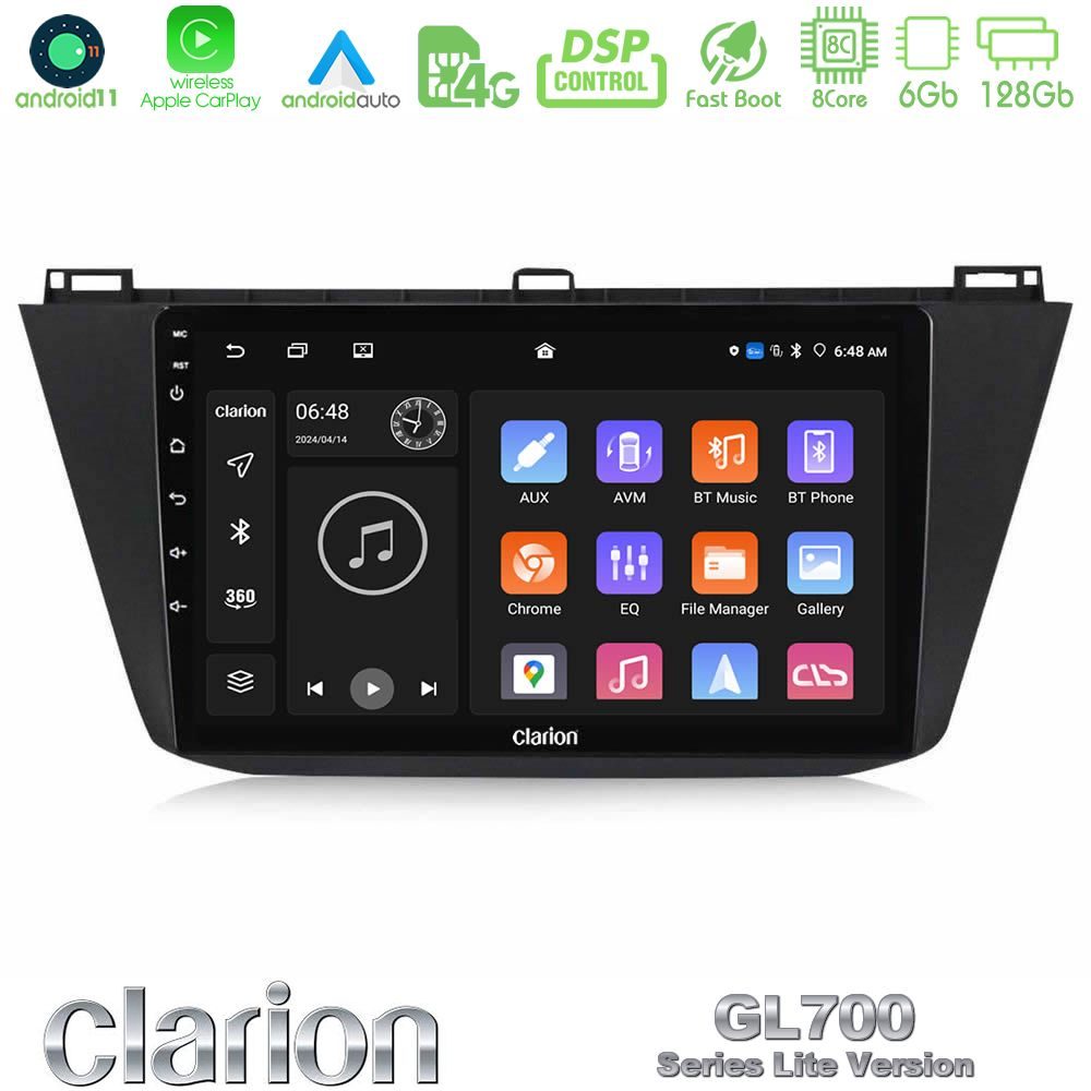 Kimpiris - Clarion GL700 Lite Series Vw Tiguan 2016-2022 8Core Android11 6+128GB Navigation Multimedia Tablet 10" Με Carplay & Android Auto