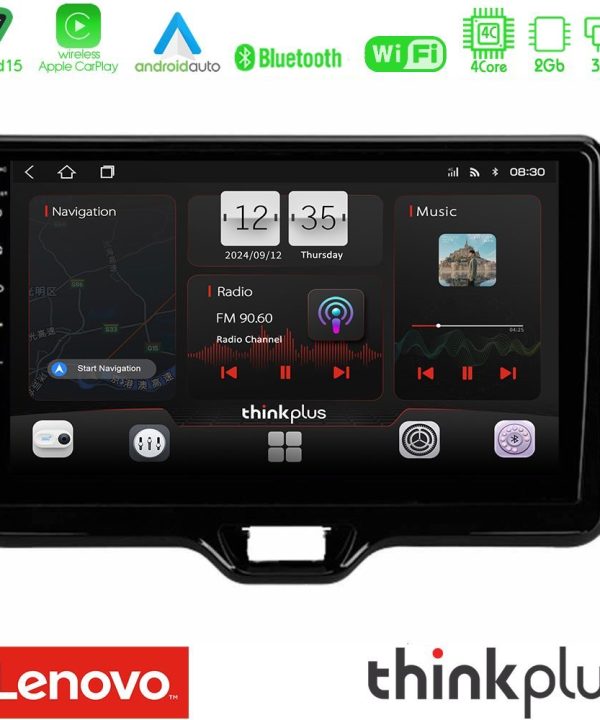 Kimpiris - Lenovo Thinkplus Series 4Core Android15 2+32GB  Toyota Yaris 2020-> Navigation Multimedia Tablet 9" Με Carplay & Android Auto