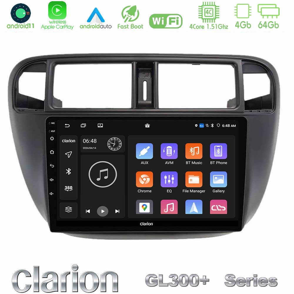 Kimpiris - Clarion GL300+ Series 4Core Android11 4+64GB Honda Civic 1995-2001 Navigation Multimedia Tablet 9"