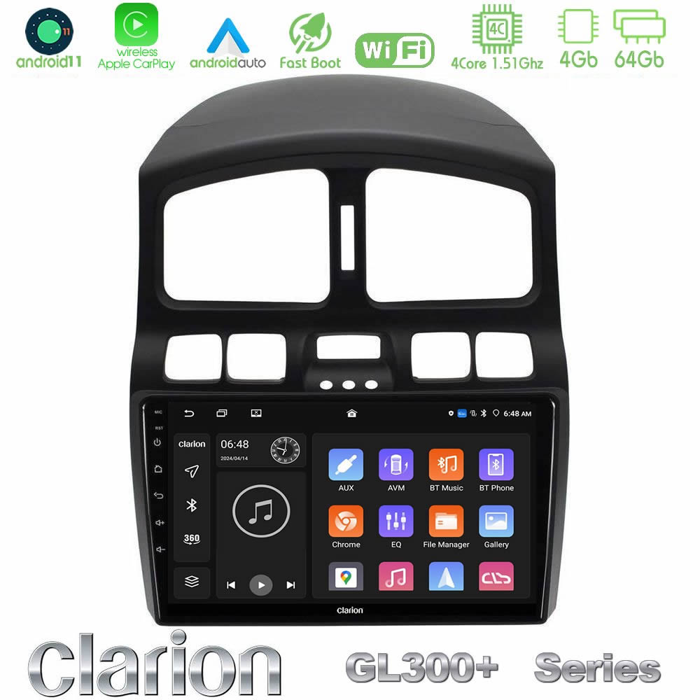 Kimpiris - Clarion GL300+ Series 4Core Android11 4+64GB Hyundai Santa Fe 2000-2006 Navigation Multimedia Tablet 9"