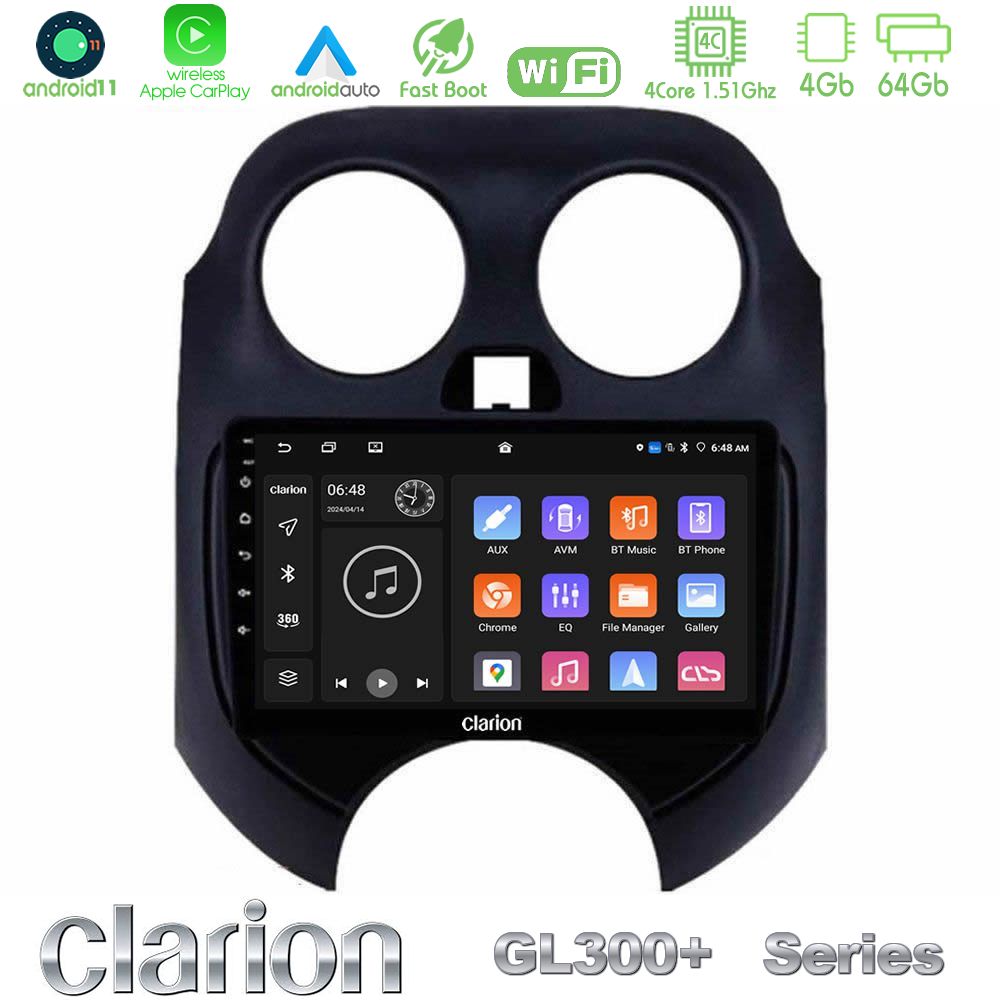 Kimpiris - Clarion GL300+ Series 4Core Android11 4+64GB Nissan Micra 2011-2014 Navigation Multimedia Tablet 9"