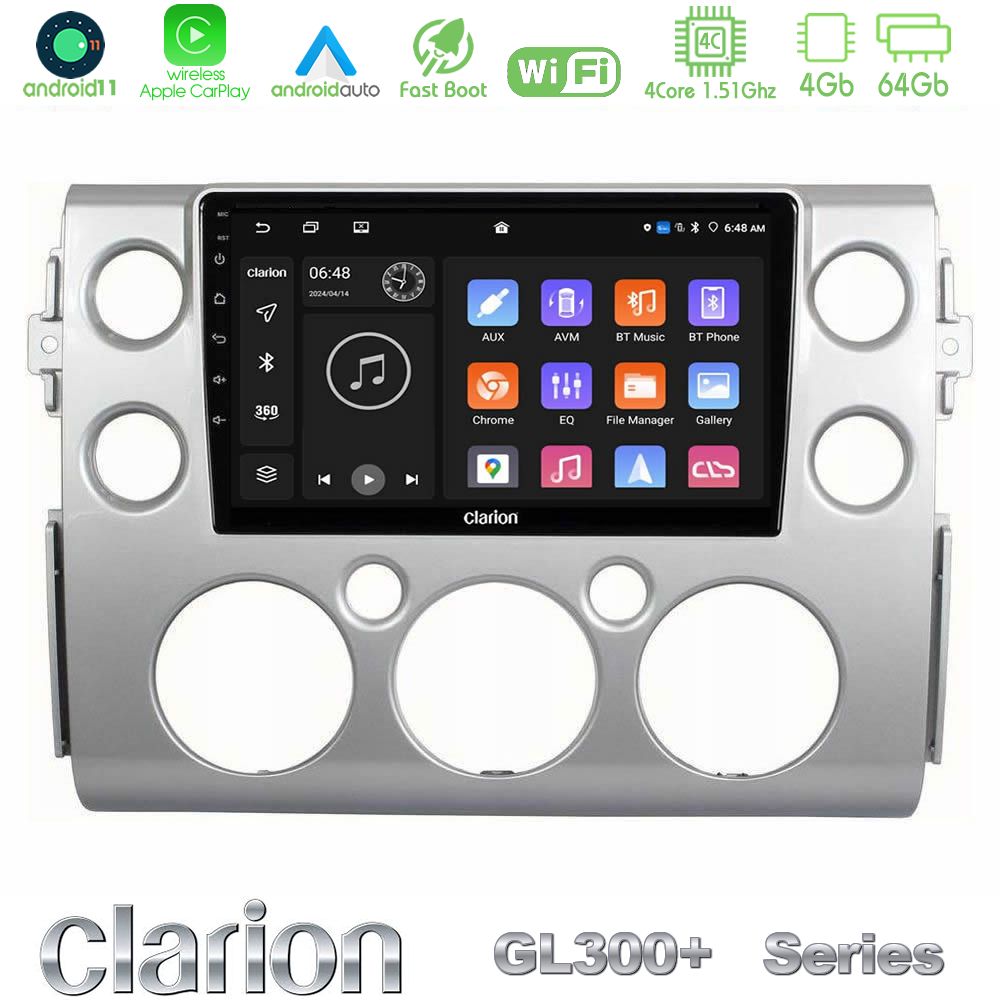 Kimpiris - Clarion GL300+ Series 4Core Android11 4+64GB Toyota FJ 2007-2014 Navigation Multimedia Tablet 9"