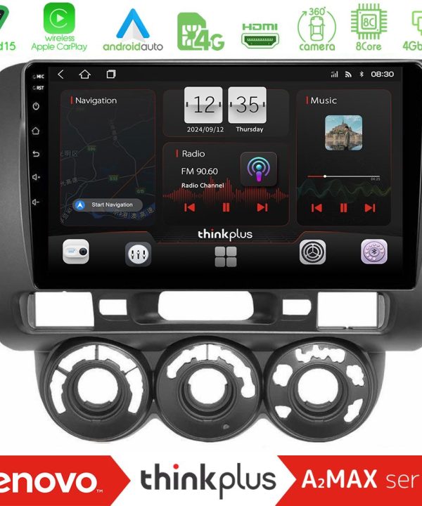 Kimpiris - Lenovo Thinkplus A2MAX Series 8Core Android15 4+64GB  Honda Jazz 2002-2008 (Manual A/C) Navigation Multimedia Tablet 9"