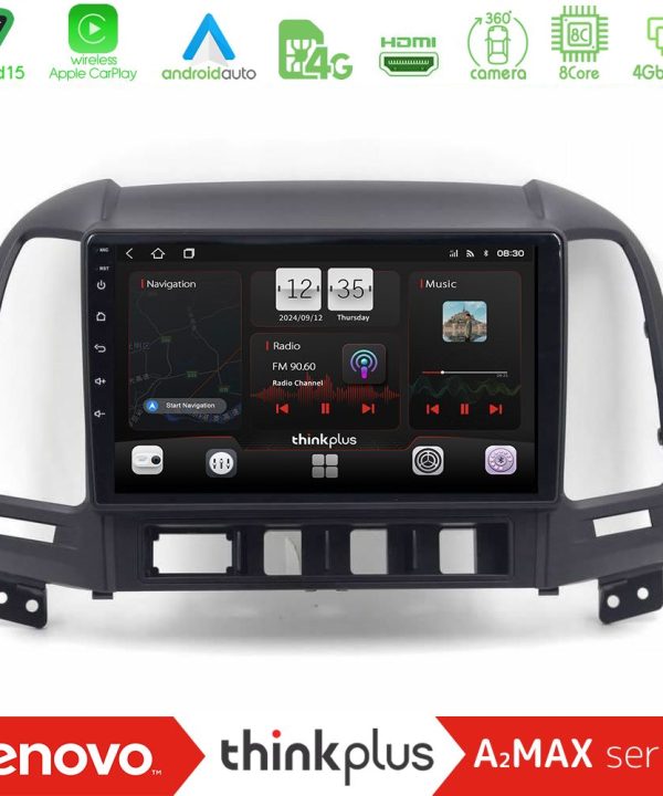 Kimpiris - Lenovo Thinkplus A2MAX Series 8Core Android15 4+64GB Hyundai Santa Fe 2006-2013 Navigation Multimedia Tablet 10"