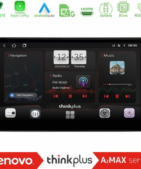 Kimpiris - Lenovo Thinkplus A2MAX Series 8Core Android15 4+64GB Hyundai H1 2009-2015 Navigation Multimedia Tablet 9"