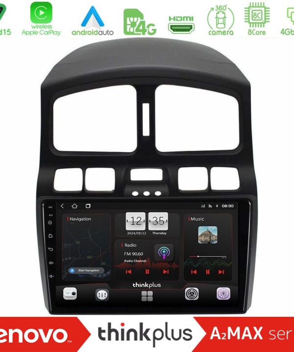 Kimpiris - Lenovo Thinkplus A2MAX Series 8Core Android15 4+64GB Hyundai Santa Fe 2000-2006 Navigation Multimedia Tablet 9"
