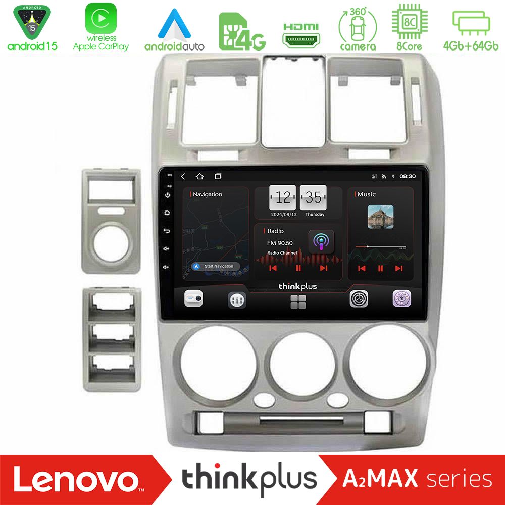 Kimpiris - Lenovo Thinkplus A2MAX Series 8Core Android15 4+64GB Hyundai Getz 2002-2009 Navigation Multimedia Tablet 9"