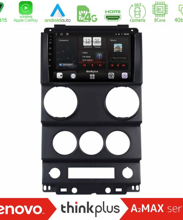 Kimpiris - Lenovo Thinkplus A2MAX Series 8Core Android15 4+64GB  Jeep Wrangler 2Door 2008-2010 Navigation Multimedia Tablet 9"