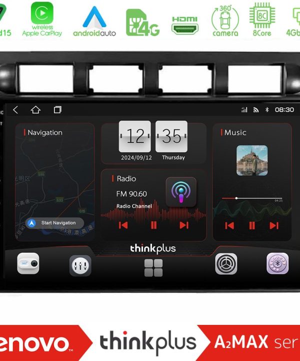 Kimpiris - Lenovo Thinkplus A2MAX Series 8Core Android15 4+64GB  Kia Picanto 2004-2007 Navigation Multimedia Tablet 9"