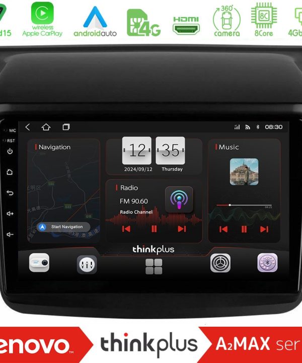 Kimpiris - Lenovo Thinkplus A2MAX Series 8Core Android15 4+64GB  Mitsubishi L200 Navigation Multimedia Tablet 9"