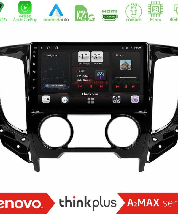 Kimpiris - Lenovo Thinkplus A2MAX Series 8Core Android15 4+64GB  Mitsubishi L200 2016-> amp; Fiat Fullback (Manual A/C) Navigation Multimedia Tablet 9"