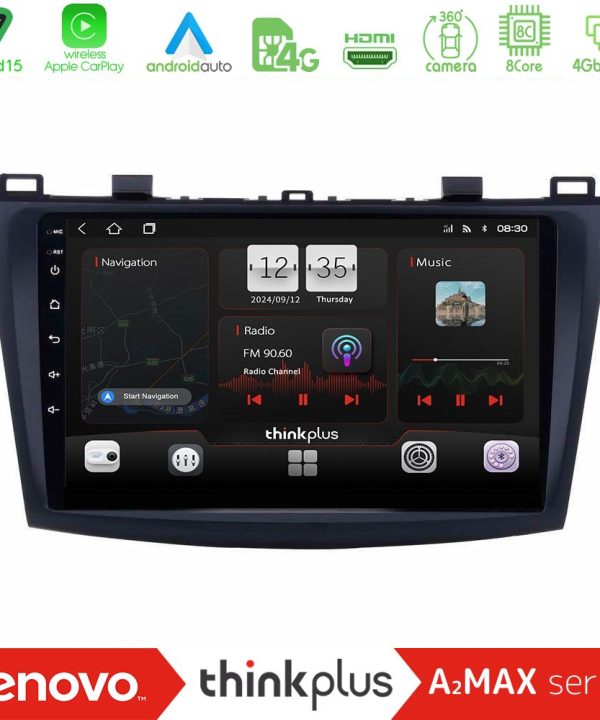 Kimpiris - Lenovo Thinkplus A2MAX Series 8Core Android15 4+64GB  Mazda 3 2009-2014 Navigation Multimedia Tablet 9"