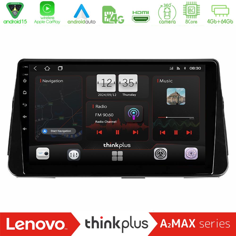 Kimpiris - Lenovo Thinkplus A2MAX Series 8Core Android15 4+64GB Nissan Micra K14 Navigation Multimedia Tablet 9"