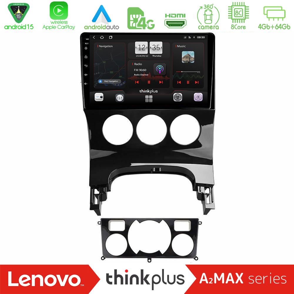 Kimpiris - Lenovo Thinkplus A2MAX Series 8Core Android15 4+64GB Peugeot 3008 AUTO A/C Navigation Multimedia Tablet 9"