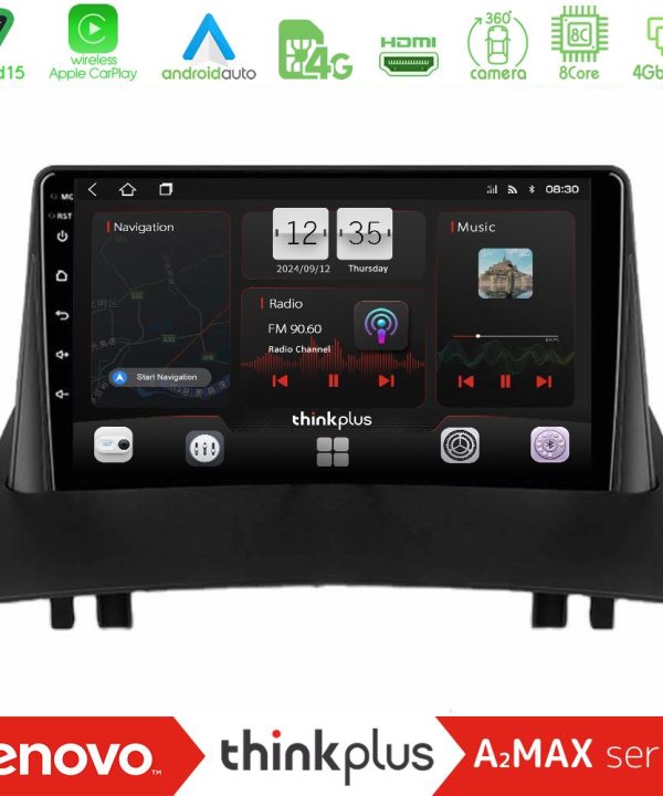 Kimpiris - Lenovo Thinkplus A2MAX Series 8Core Android15 4+64GB  Renault Megane 2 2002-2008 Navigation Multimedia Tablet 9"