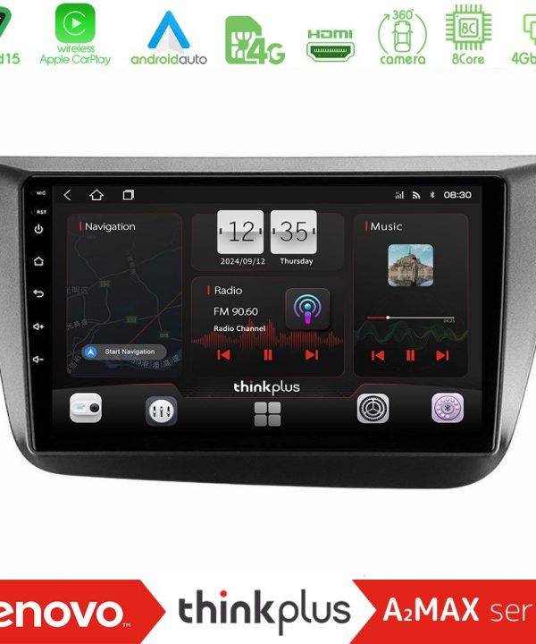 Kimpiris - Lenovo Thinkplus A2MAX Series 8Core Android15 4+64GB  Seat Altea 2004-2015 Navigation Multimedia Tablet 9"