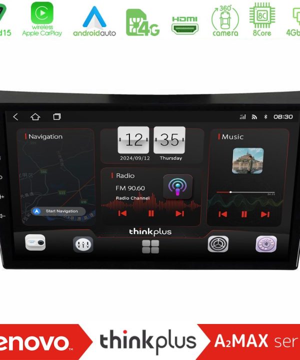 Kimpiris - Lenovo Thinkplus A2MAX Series 8Core Android15 4+64GB Ssangyong Rexton 2002-2006 Navigation Multimedia Tablet 9"